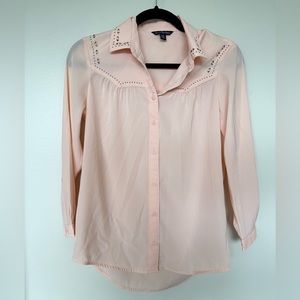 American eagle pink blouse with rose gold studded detail size XS